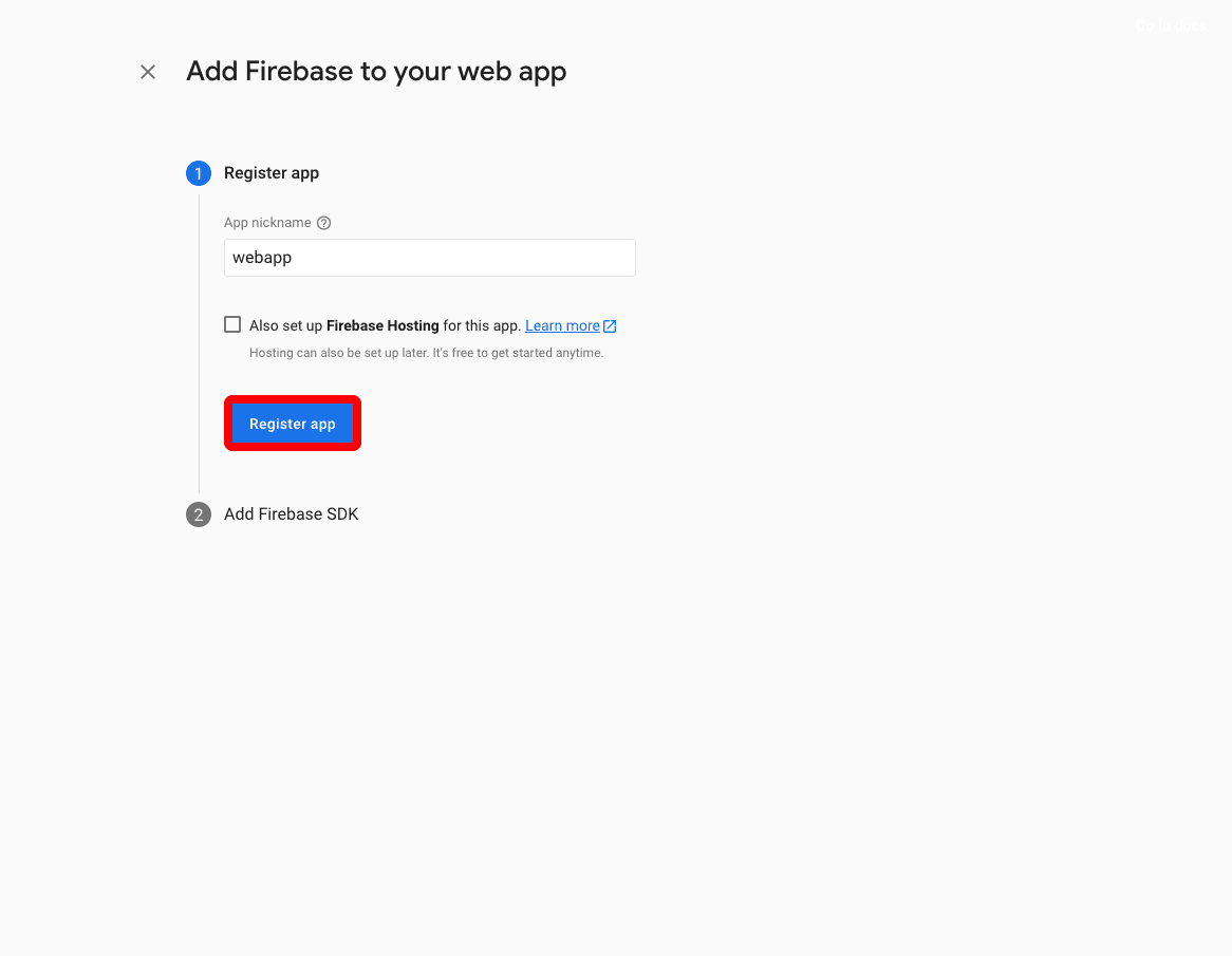 setup app to firebase project step 2